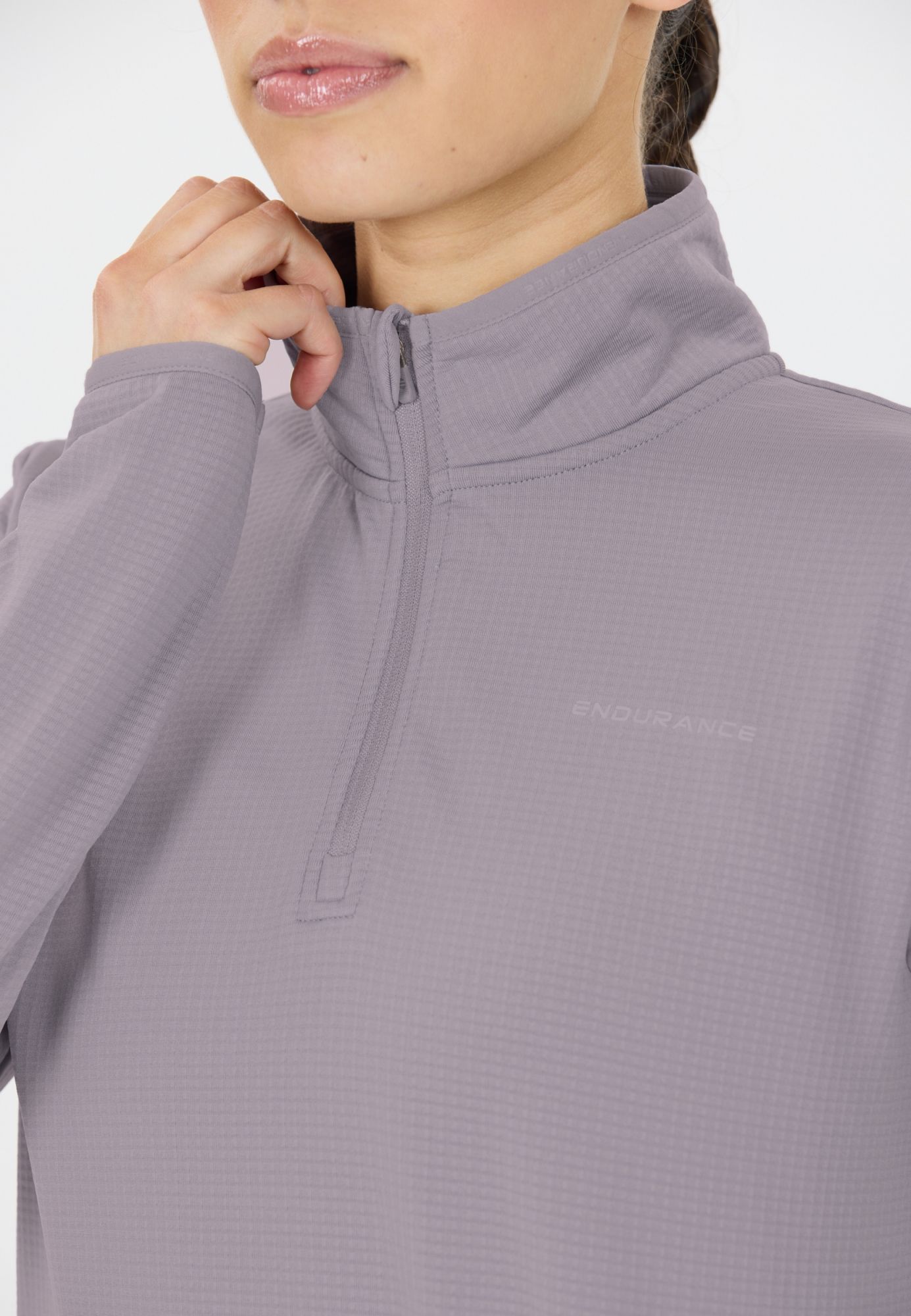 Vironic W Waffle Melange Loose Fit Midlayer Lilac Gray 3
